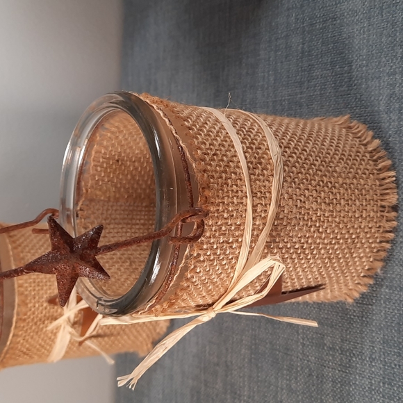 Candle Votive Holder Vase set 5 Burlap Rusty Stars Indoor Outdoor Decoration - Picture 11 of 16